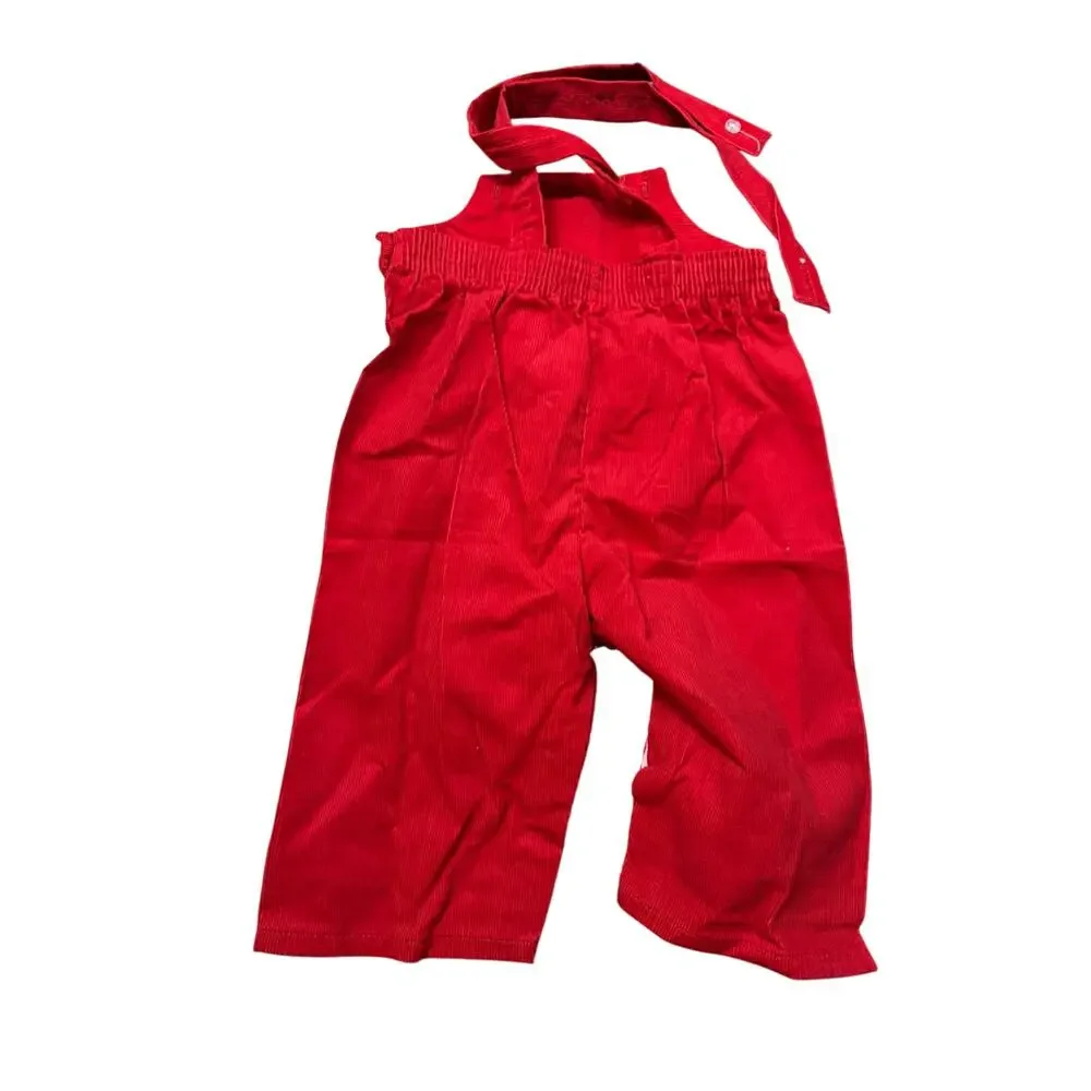 Vintage Kmart Red Corduroy Baby Overalls & Polo Set 18M